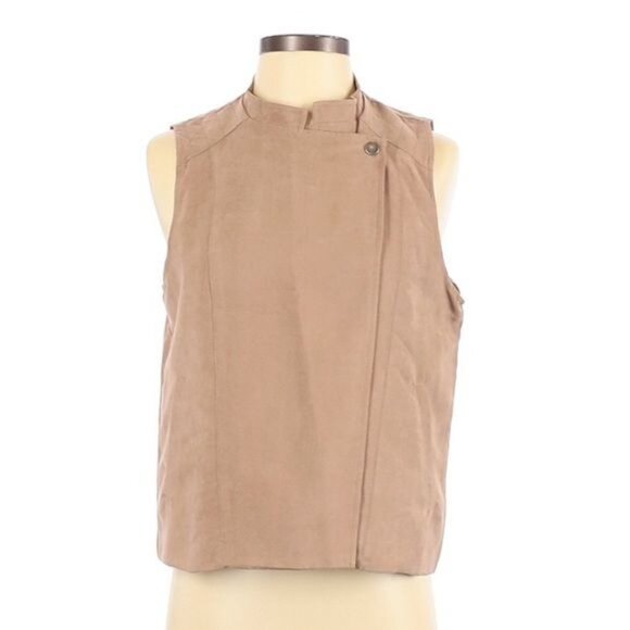 Jack by BB Dakota Meiko Faux Suede Vest Size Small Moto Tan Cream - Picture 2 of 8